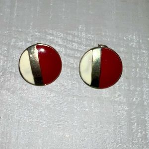Red circle earrings